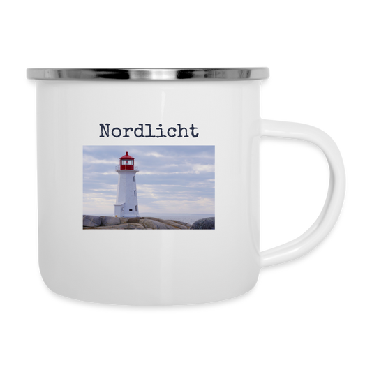 Emaille-Tasse -  Nordlicht - weiß