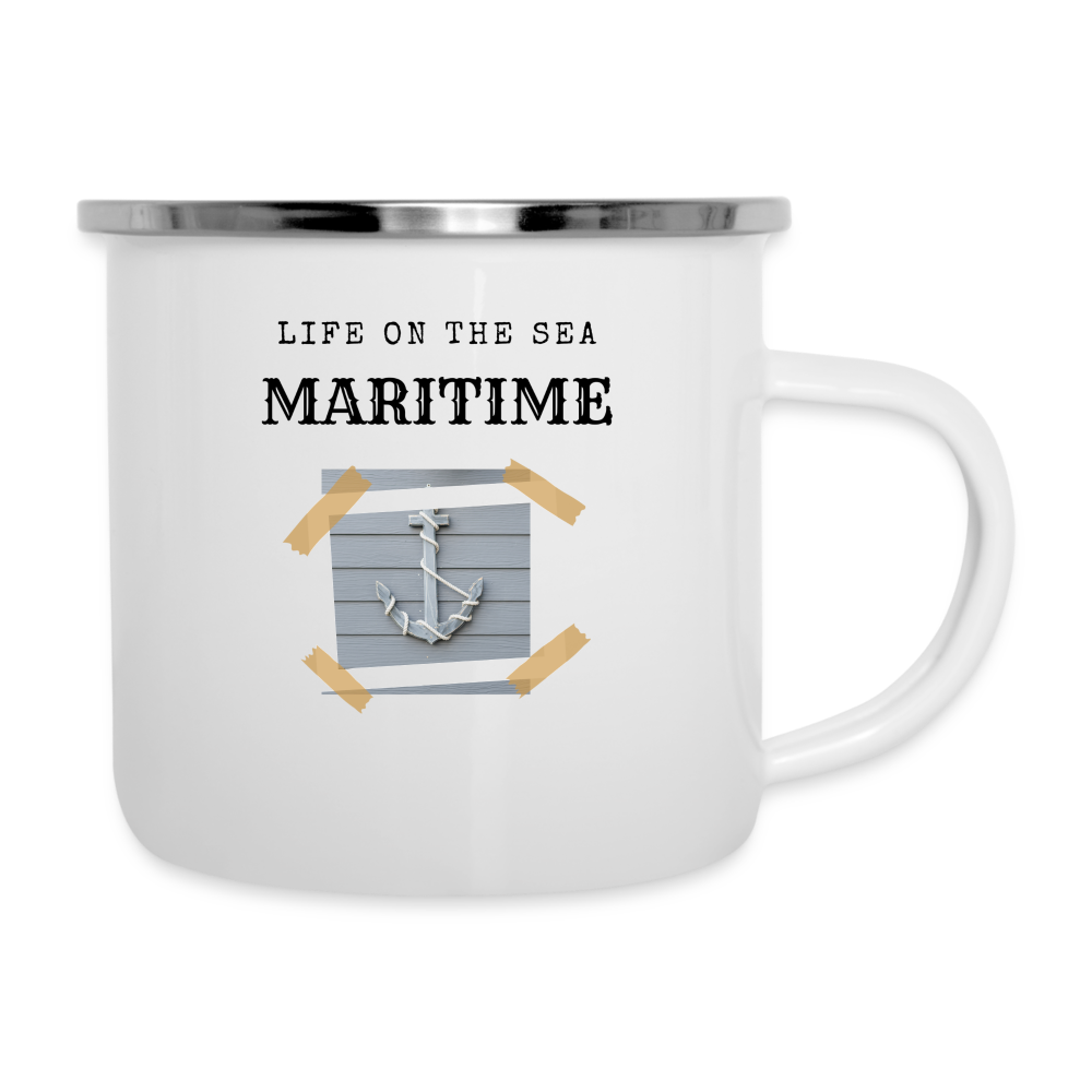 Emaille-Tasse - Life on the SEA Maritime - weiß