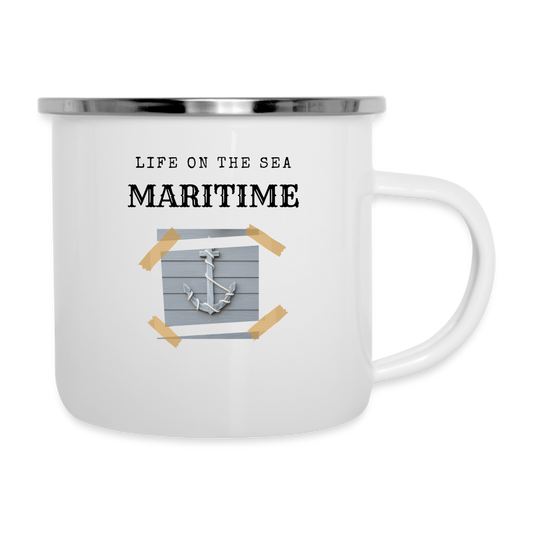 Emaille-Tasse - Life on the SEA Maritime - weiß