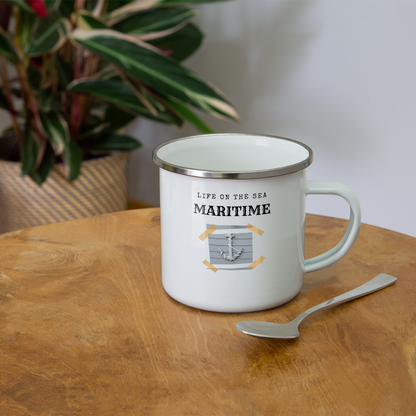 Emaille-Tasse - Life on the SEA Maritime - weiß