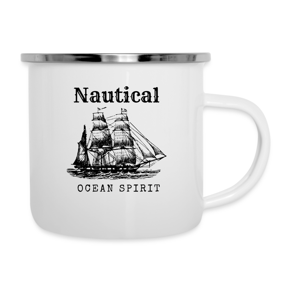 Emaille-Tasse - Nautical Ocean Spirit - weiß