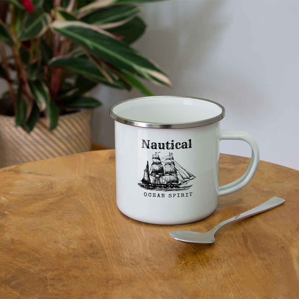 Emaille-Tasse - Nautical Ocean Spirit - weiß