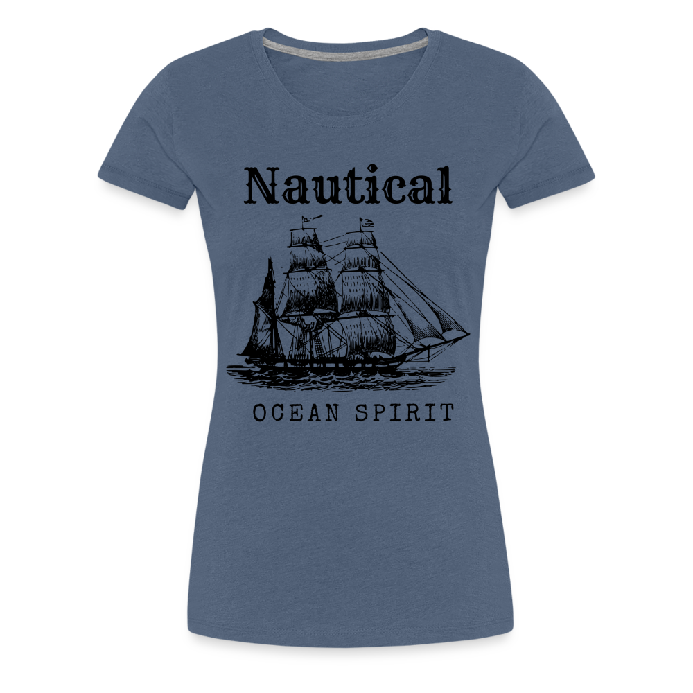 Frauen Premium T-Shirt - Nautical Ocean Spirit - Blau meliert