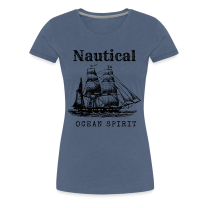 Frauen Premium T-Shirt - Nautical Ocean Spirit - Blau meliert