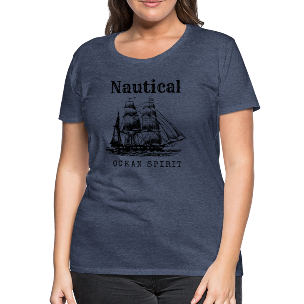 Frauen Premium T-Shirt - Nautical Ocean Spirit - Blau meliert