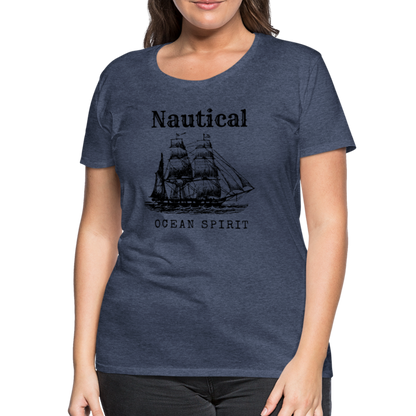 Frauen Premium T-Shirt - Nautical Ocean Spirit - Blau meliert