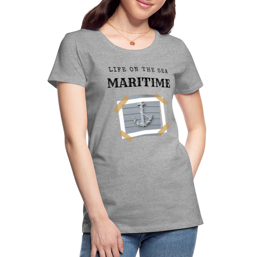 Frauen Premium T-Shirt - Life on the SEA Maritime - Grau meliert