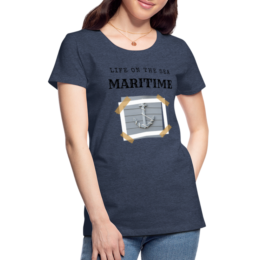 Frauen Premium T-Shirt - Life on the SEA Maritime - Blau meliert