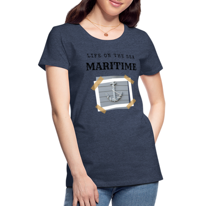 Frauen Premium T-Shirt - Life on the SEA Maritime - Blau meliert