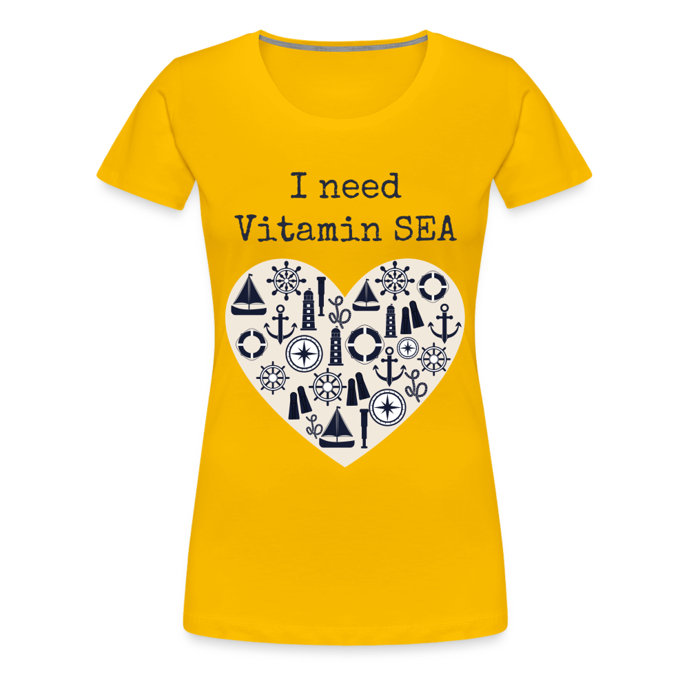 Frauen Premium T-Shirt - I need Vitamin SEA - Sonnengelb