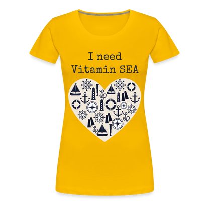 Frauen Premium T-Shirt - I need Vitamin SEA - Sonnengelb