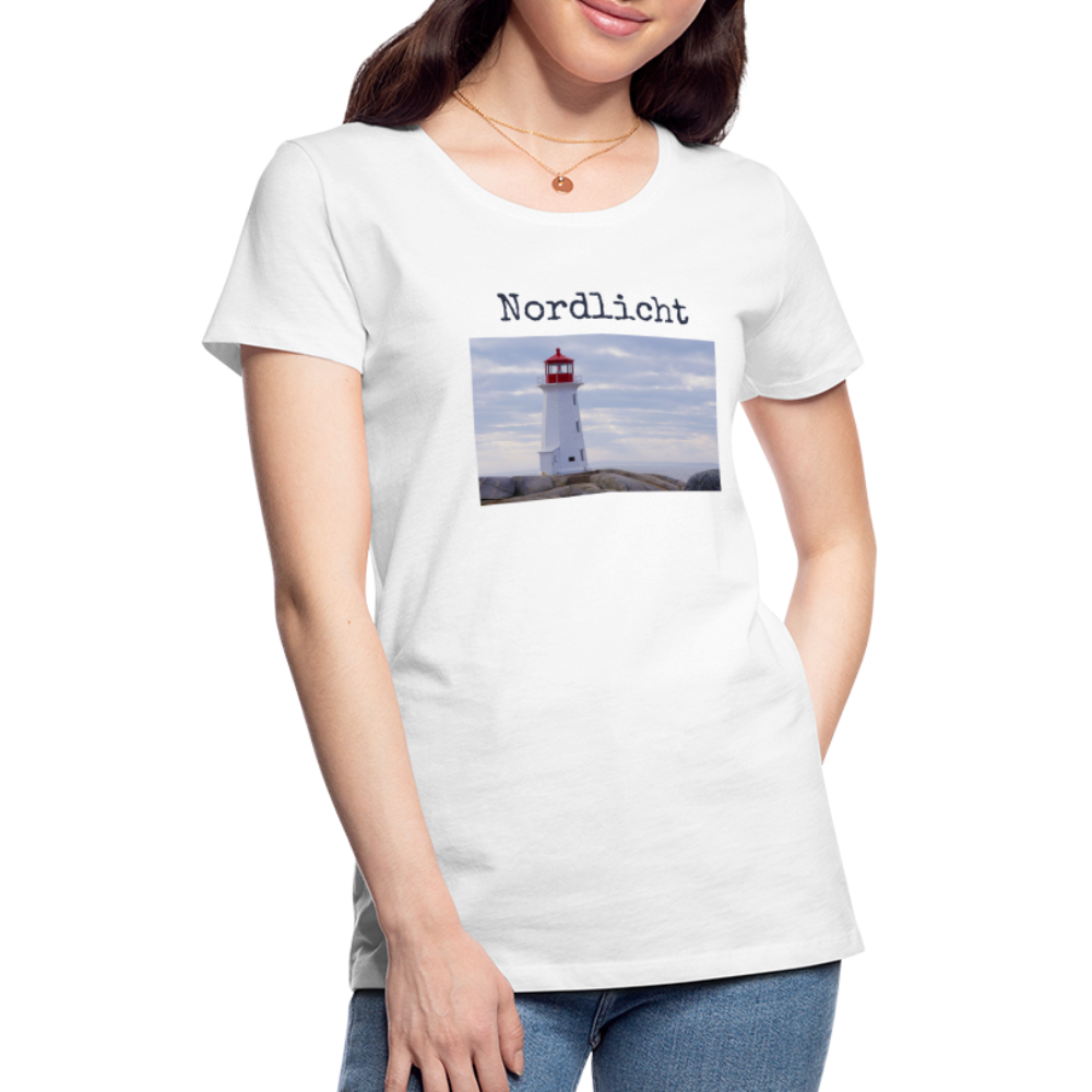 Frauen Premium T-Shirt - Nordlicht Leuchtturm - weiß