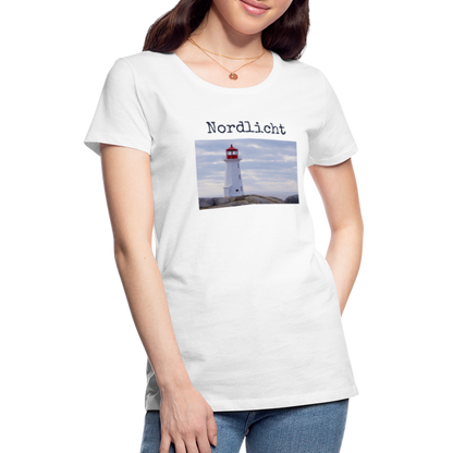 Frauen Premium T-Shirt - Nordlicht Leuchtturm - weiß