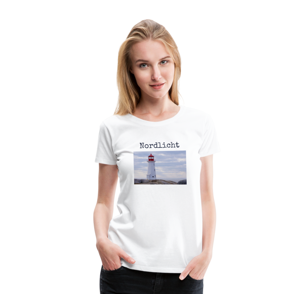 Frauen Premium T-Shirt - Nordlicht Leuchtturm - weiß