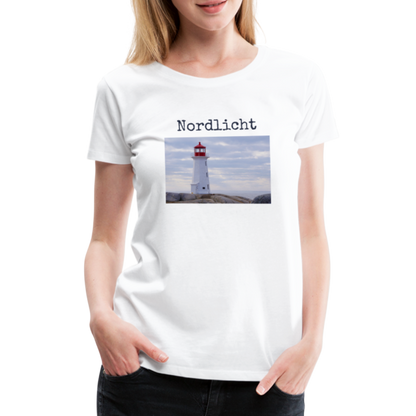 Frauen Premium T-Shirt - Nordlicht Leuchtturm - weiß