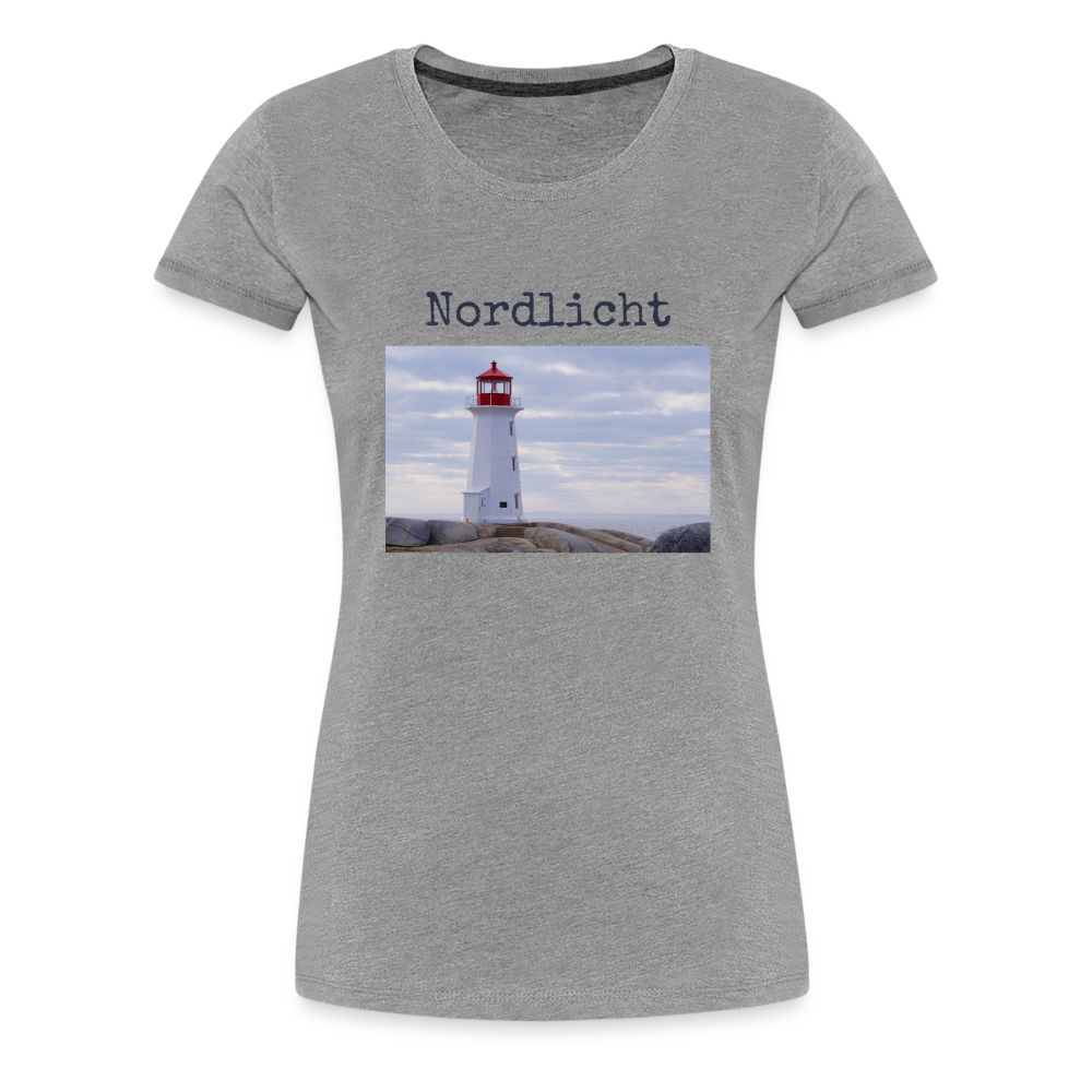 Frauen Premium T-Shirt - Nordlicht Leuchtturm - Grau meliert