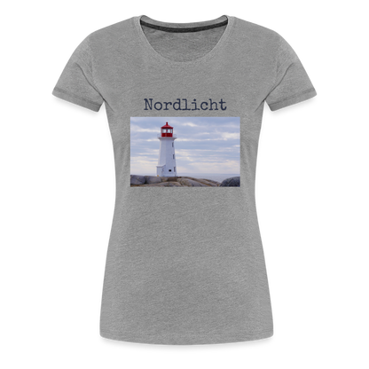 Frauen Premium T-Shirt - Nordlicht Leuchtturm - Grau meliert