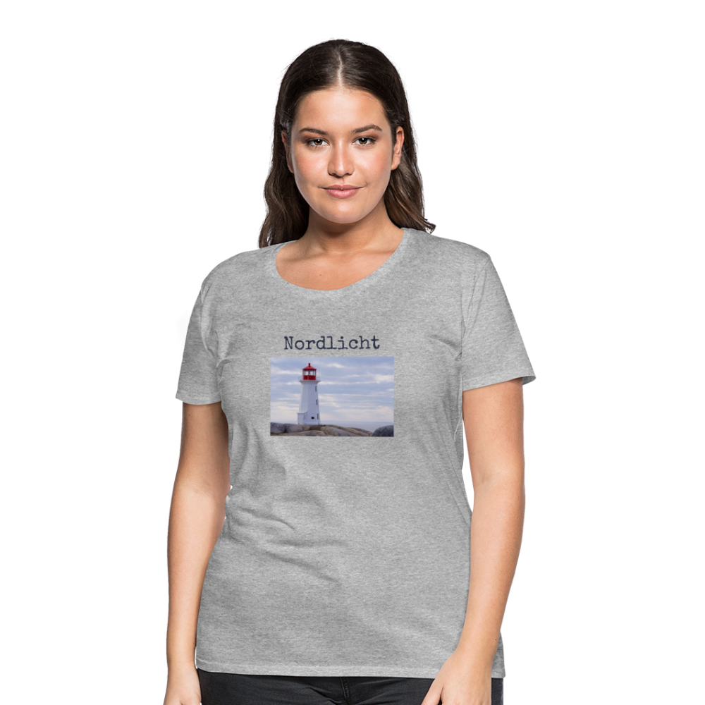 Frauen Premium T-Shirt - Nordlicht Leuchtturm - Grau meliert