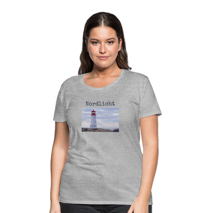 Frauen Premium T-Shirt - Nordlicht Leuchtturm - Grau meliert