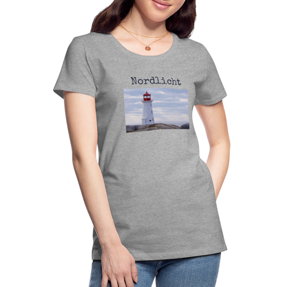 Frauen Premium T-Shirt - Nordlicht Leuchtturm - Grau meliert