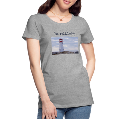 Frauen Premium T-Shirt - Nordlicht Leuchtturm - Grau meliert