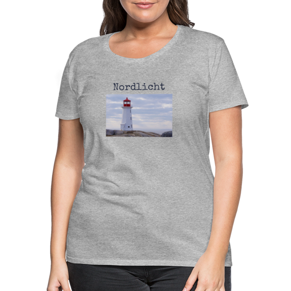 Frauen Premium T-Shirt - Nordlicht Leuchtturm - Grau meliert