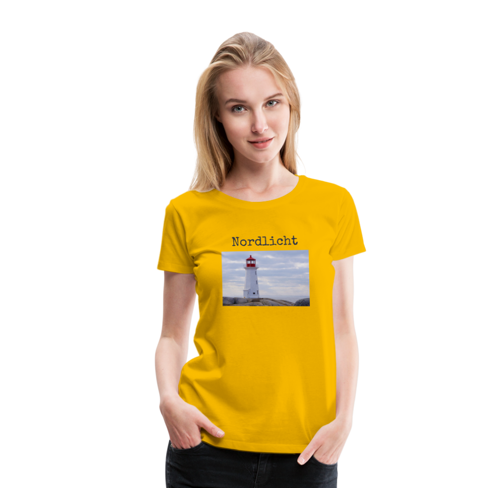 Frauen Premium T-Shirt - Nordlicht Leuchtturm - Sonnengelb