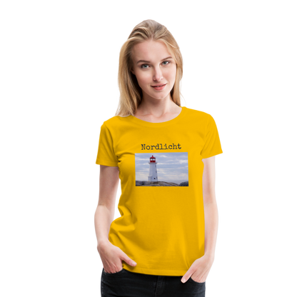 Frauen Premium T-Shirt - Nordlicht Leuchtturm - Sonnengelb