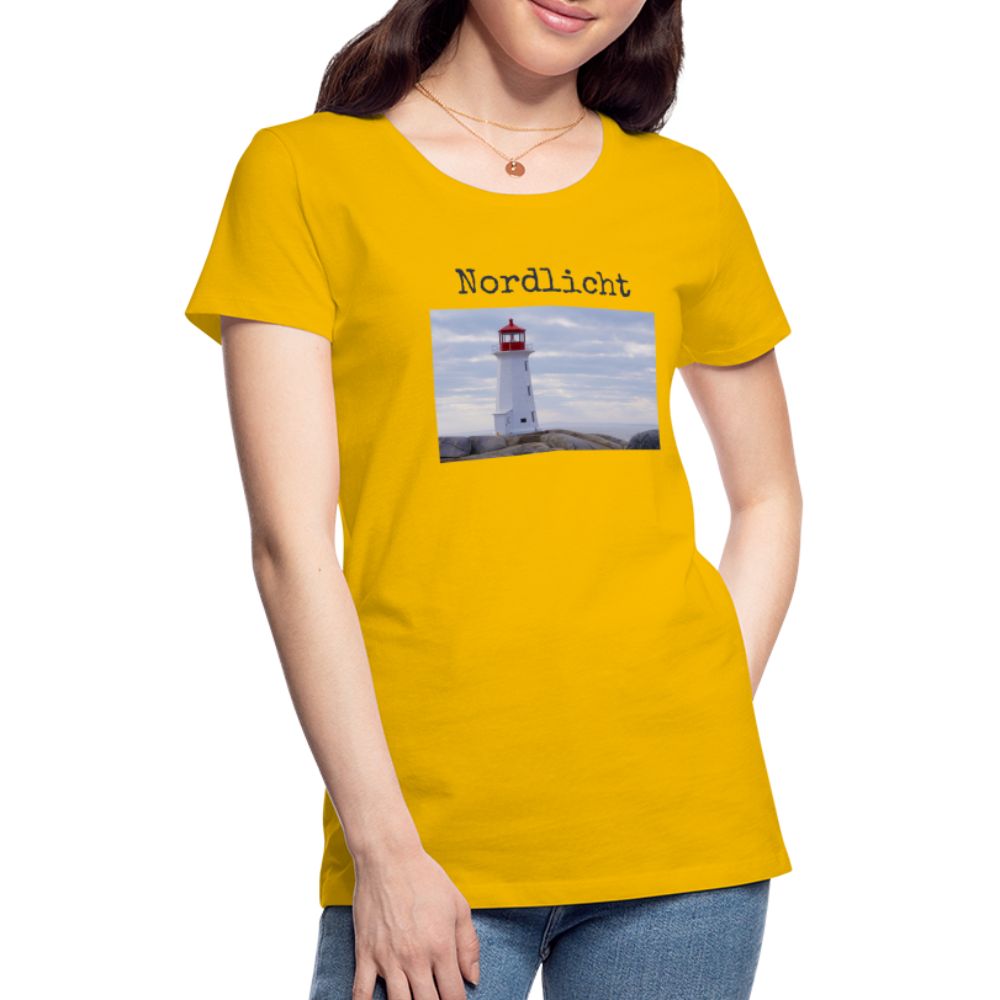 Frauen Premium T-Shirt - Nordlicht Leuchtturm - Sonnengelb