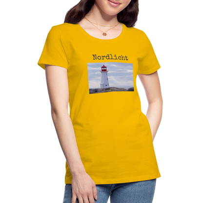 Frauen Premium T-Shirt - Nordlicht Leuchtturm - Sonnengelb