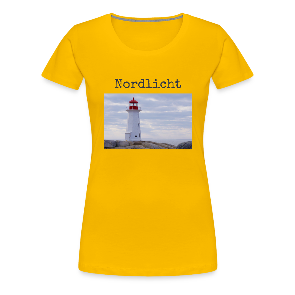 Frauen Premium T-Shirt - Nordlicht Leuchtturm - Sonnengelb