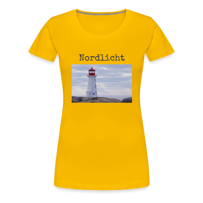 Frauen Premium T-Shirt - Nordlicht Leuchtturm - Sonnengelb