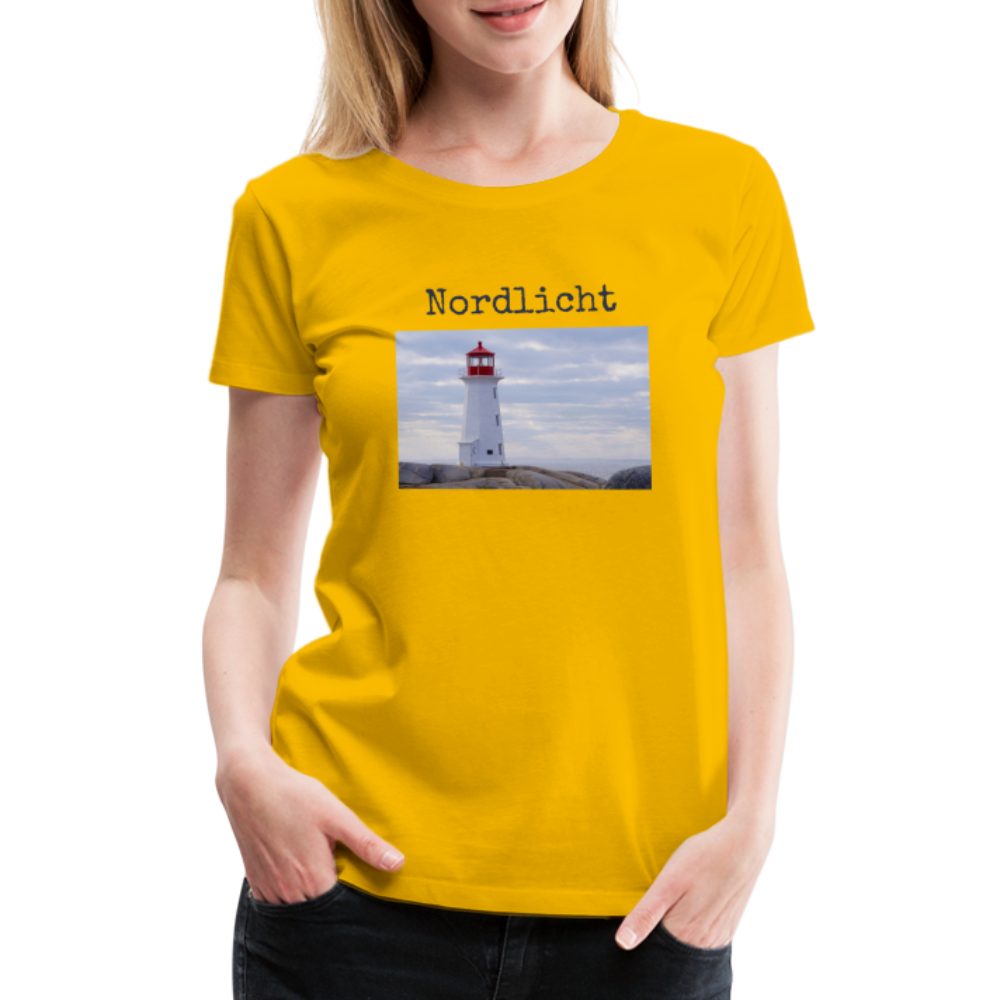 Frauen Premium T-Shirt - Nordlicht Leuchtturm - Sonnengelb