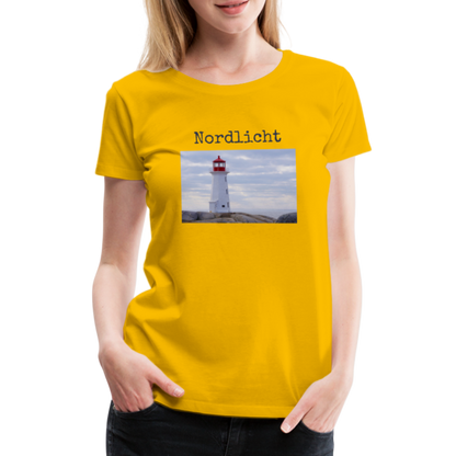 Frauen Premium T-Shirt - Nordlicht Leuchtturm - Sonnengelb