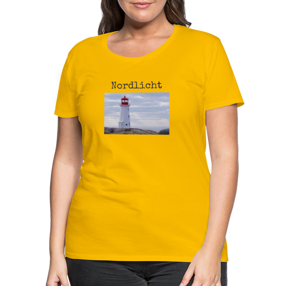 Frauen Premium T-Shirt - Nordlicht Leuchtturm - Sonnengelb