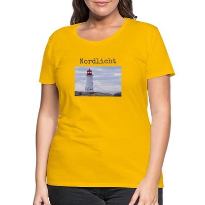 Frauen Premium T-Shirt - Nordlicht Leuchtturm - Sonnengelb