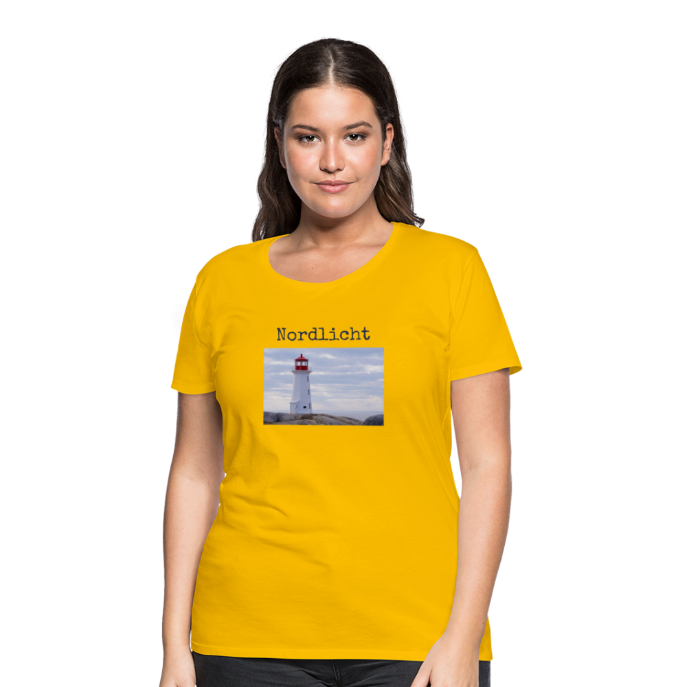 Frauen Premium T-Shirt - Nordlicht Leuchtturm - Sonnengelb