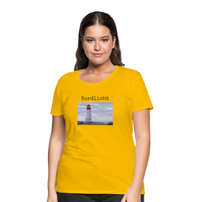 Frauen Premium T-Shirt - Nordlicht Leuchtturm - Sonnengelb