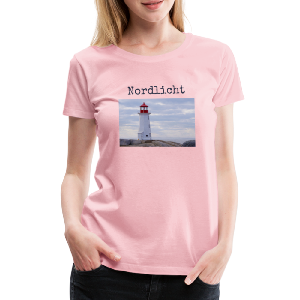 Frauen Premium T-Shirt - Nordlicht Leuchtturm - Hellrosa