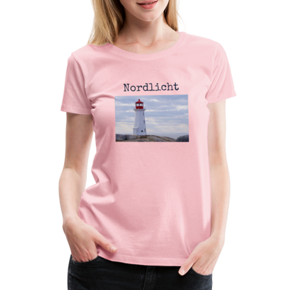 Frauen Premium T-Shirt - Nordlicht Leuchtturm - Hellrosa