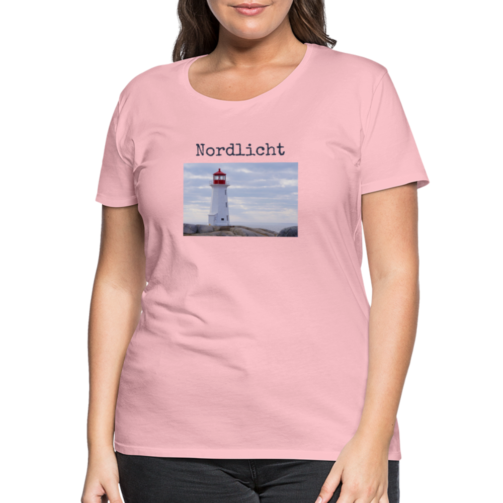 Frauen Premium T-Shirt - Nordlicht Leuchtturm - Hellrosa