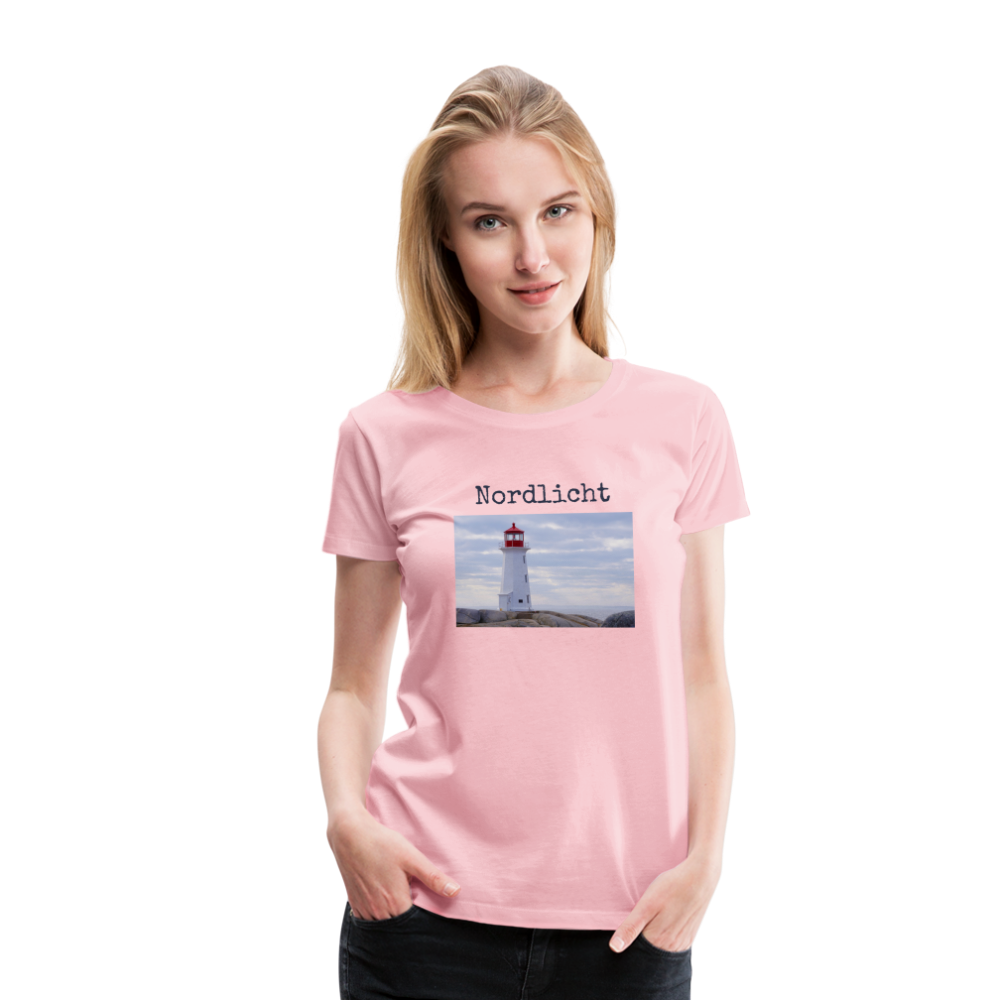 Frauen Premium T-Shirt - Nordlicht Leuchtturm - Hellrosa