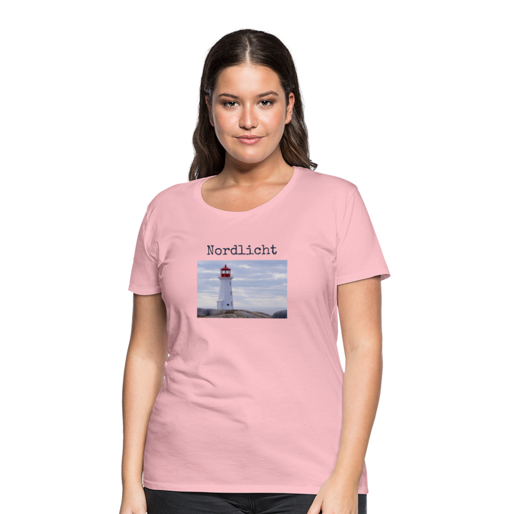 Frauen Premium T-Shirt - Nordlicht Leuchtturm - Hellrosa