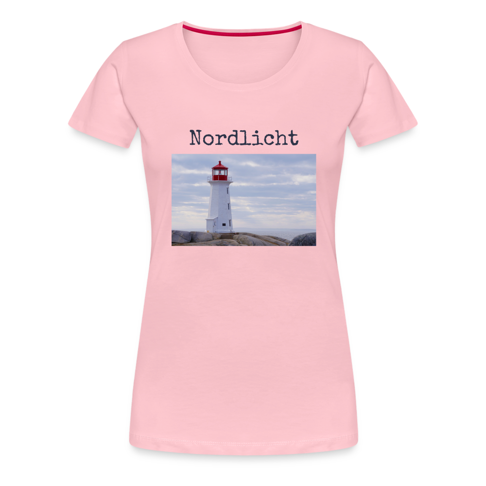 Frauen Premium T-Shirt - Nordlicht Leuchtturm - Hellrosa