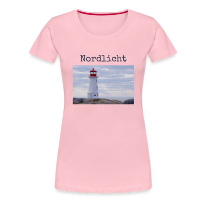 Frauen Premium T-Shirt - Nordlicht Leuchtturm - Hellrosa