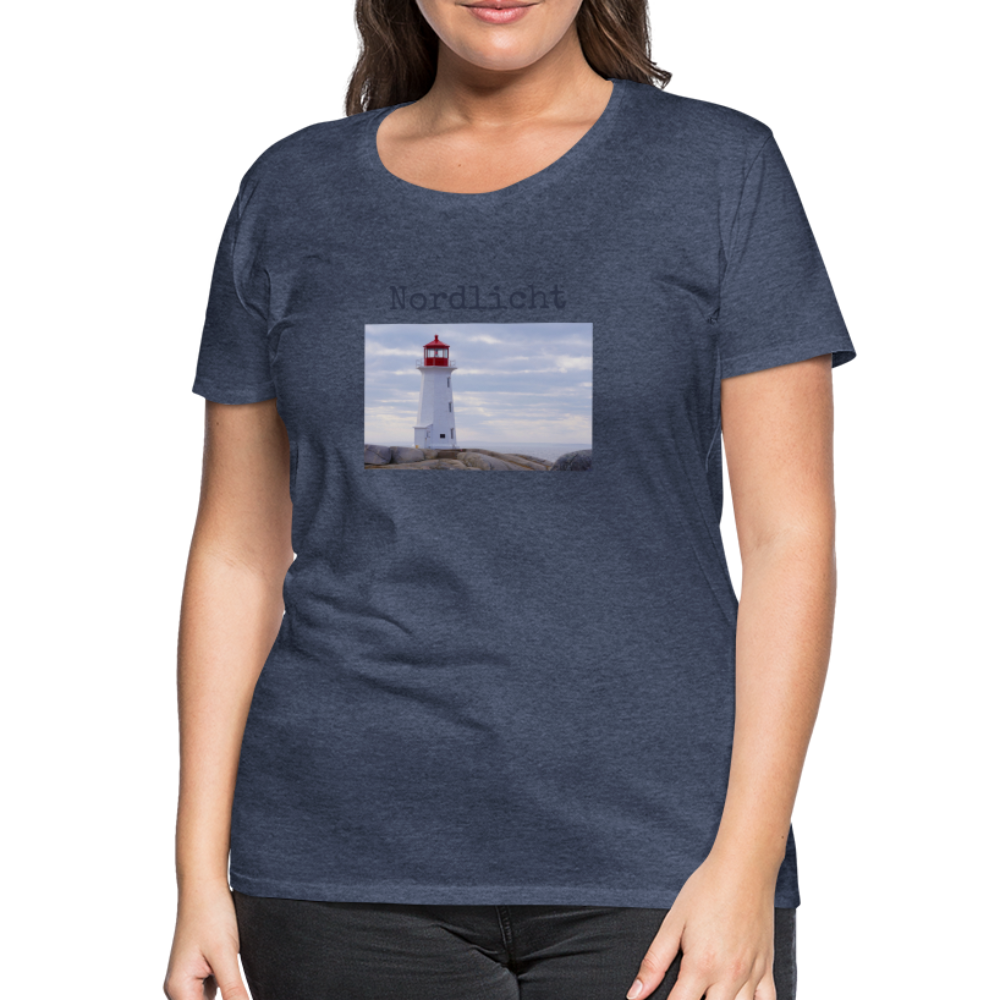 Frauen Premium T-Shirt - Nordlicht Leuchtturm - Blau meliert