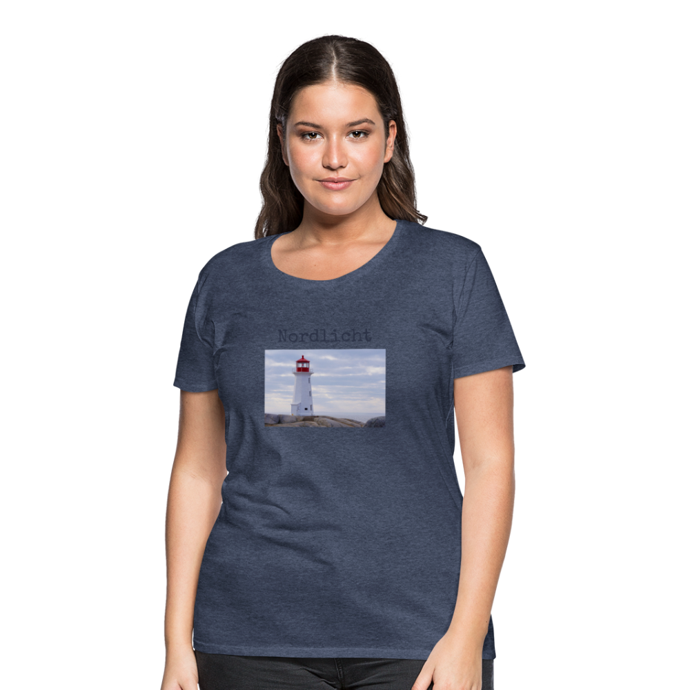 Frauen Premium T-Shirt - Nordlicht Leuchtturm - Blau meliert