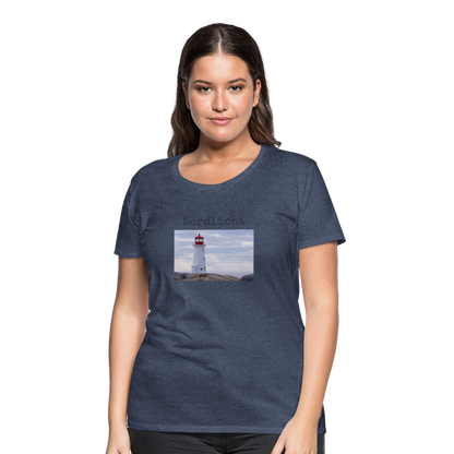 Frauen Premium T-Shirt - Nordlicht Leuchtturm - Blau meliert