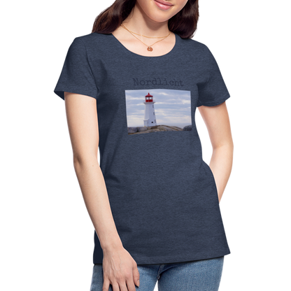 Frauen Premium T-Shirt - Nordlicht Leuchtturm - Blau meliert