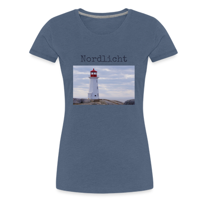 Frauen Premium T-Shirt - Nordlicht Leuchtturm - Blau meliert